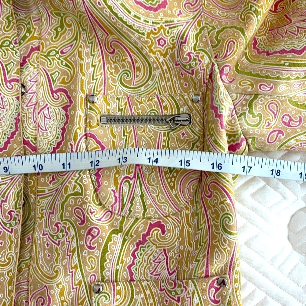 Carlisle Suede Paisley Blazer/Green/Pink/Tan/White. Snaps/Zippers. Size 6 - Picture 10 of 12